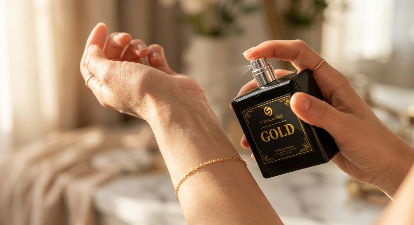 Perfume Application on Skin Pulse Point Wrist Scent Blooming S. Fragrance